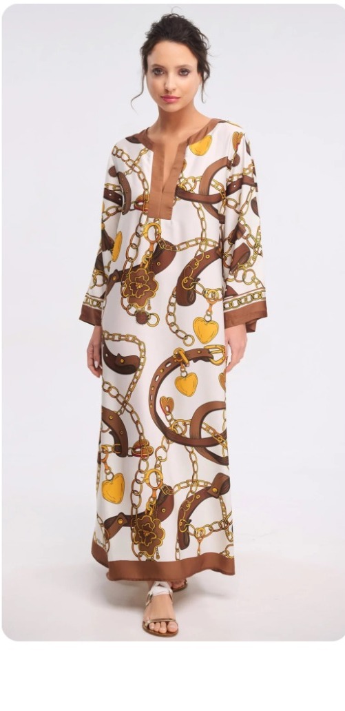 Golden Chain Print Maxi Dress