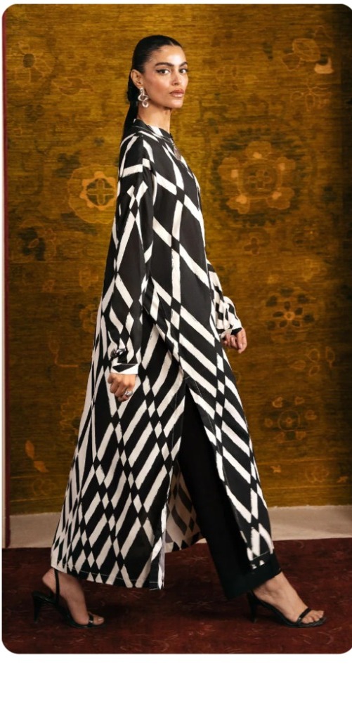 Monochrome Diamond Longline Shirt