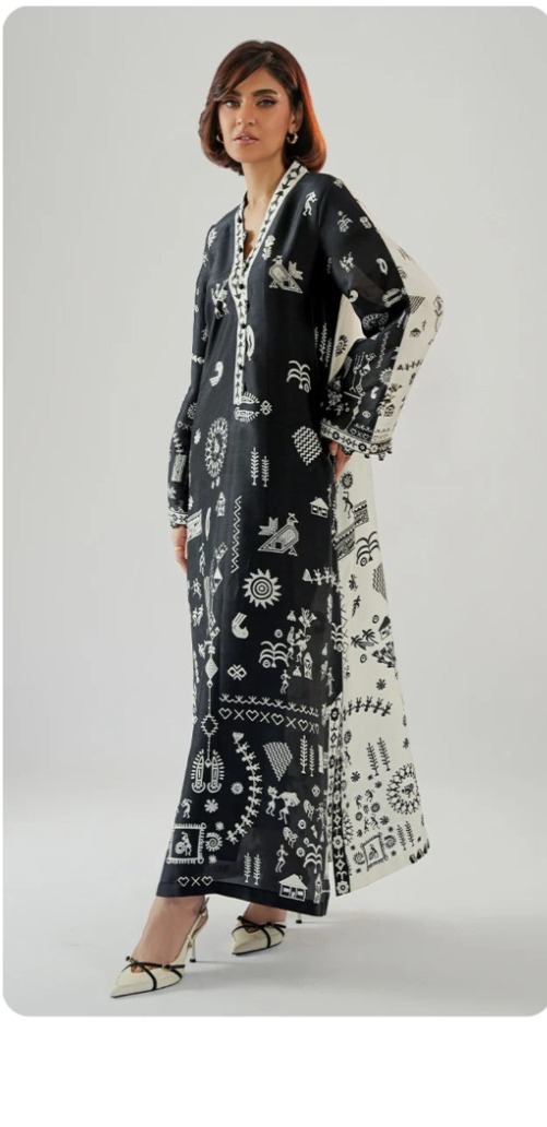 Monochrome Art Print Maxi Dress