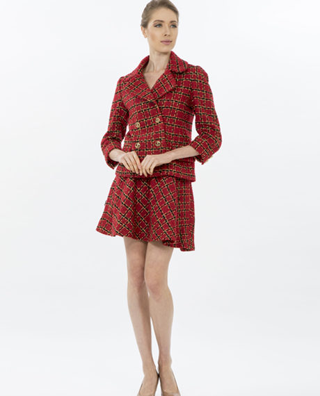 Red long sleeves tweed suit